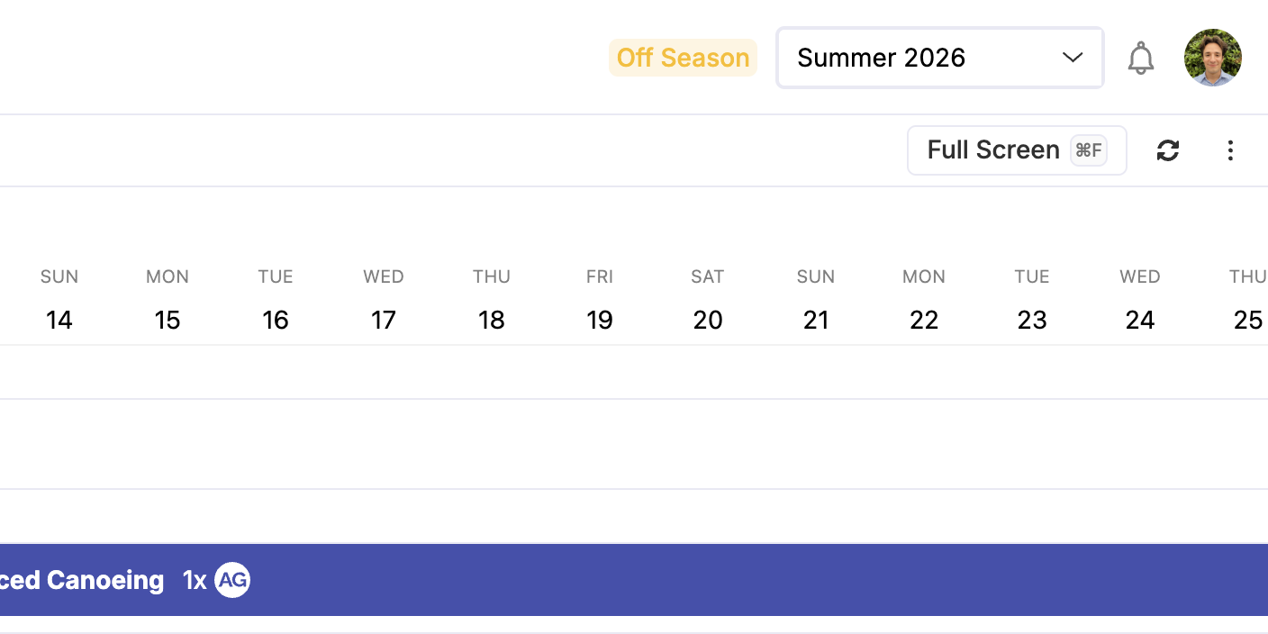 Season selector on the Builder