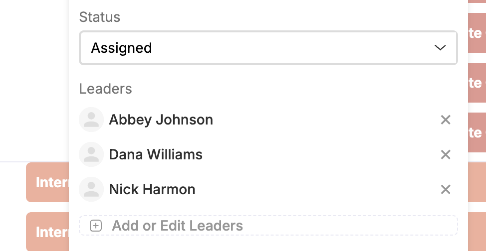 Removing a leader from the selected trip pane